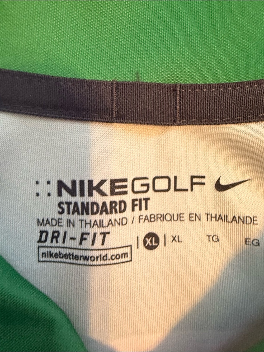Nike Men’s Green and White Striped Polo - Picture 2 of 4